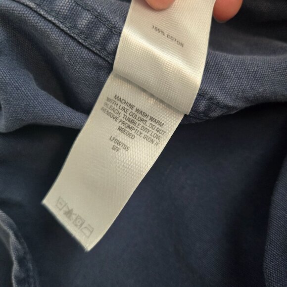 Cabelas Mens Large Tall blue stonewash canvas button up utility short sleeve - Picture 6 of 8